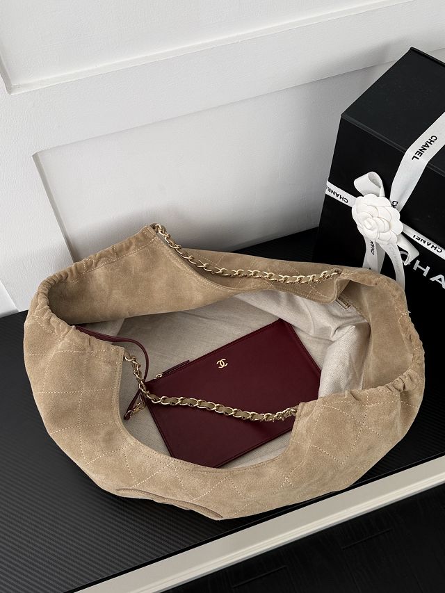 CC suede calfskin large shopping bag AS6475 beige