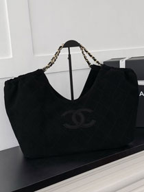 CC suede calfskin large shopping bag AS6475 black