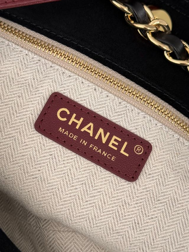 CC suede calfskin large shopping bag AS6475 black