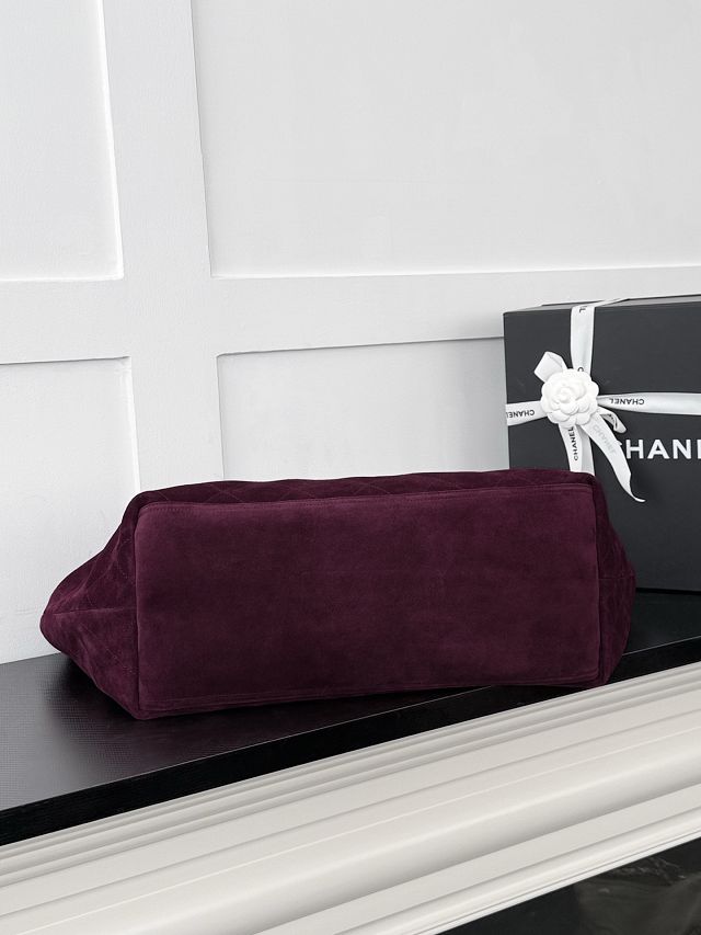 CC suede calfskin large shopping bag AS6475 burgundy