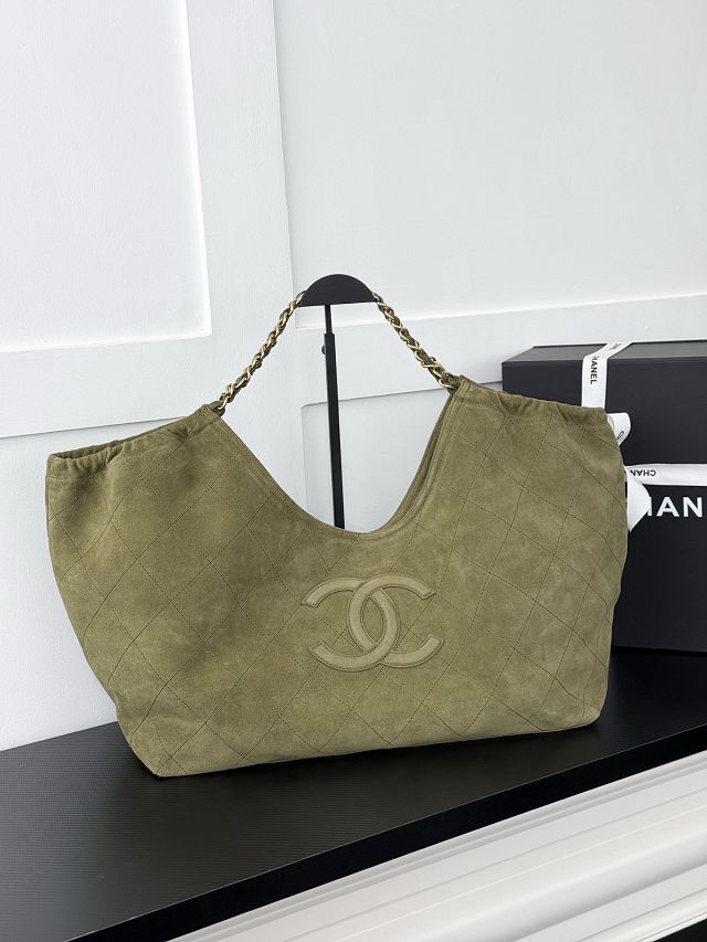 CC suede calfskin large shopping bag AS6475 green