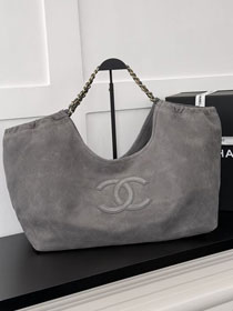 CC suede calfskin large shopping bag AS6475 grey