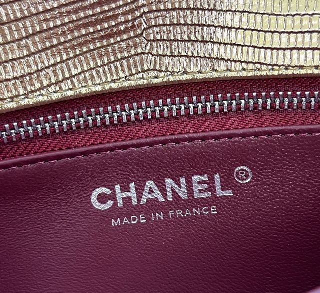 CC lizard calfskin small flap bag AS6340 gold