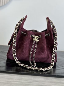 CC suede calfskin 25 mini handbag AS5631 burgundy