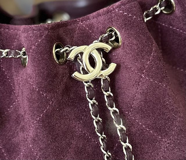 CC suede calfskin 25 mini handbag AS5631 burgundy