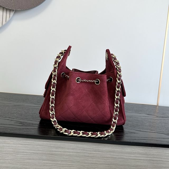 CC suede calfskin 25 mini handbag AS5631 wine