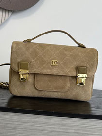 CC suede calfskin backpack AS6465 dark beige