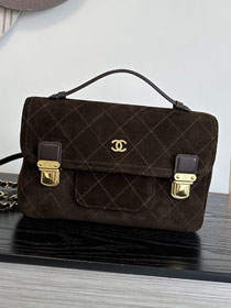 CC suede calfskin backpack AS6465 dark brown