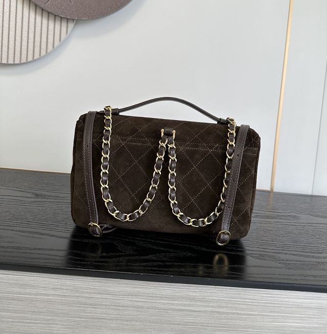 CC suede calfskin backpack AS6465 dark brown