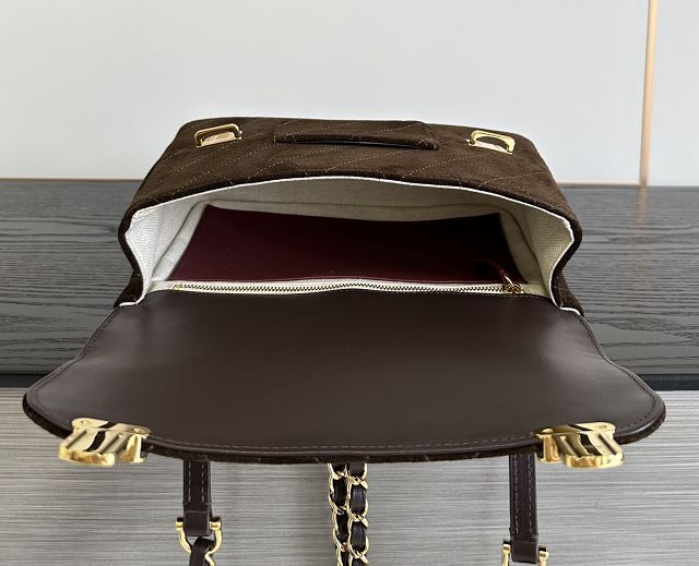 CC suede calfskin backpack AS6465 dark brown