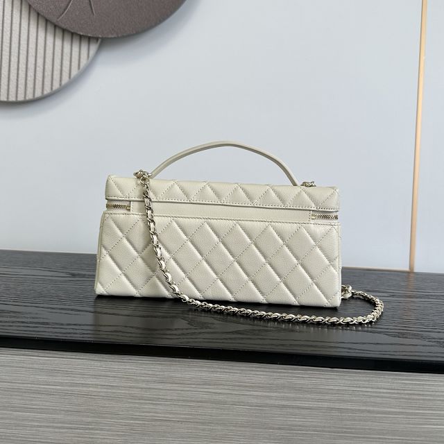 CC grained calfskin vanity with chain AP5436 light beige