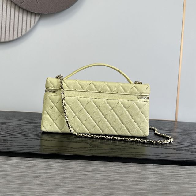 CC grained calfskin vanity with chain AP5436 yellow