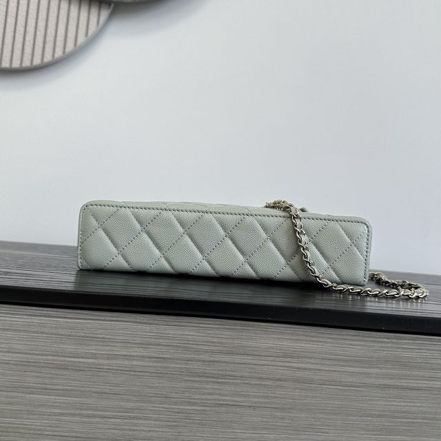 CC grained calfskin large vanity with chain AP5347 light grey