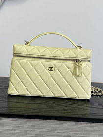 CC grained calfskin large vanity with chain AP5347 yellow