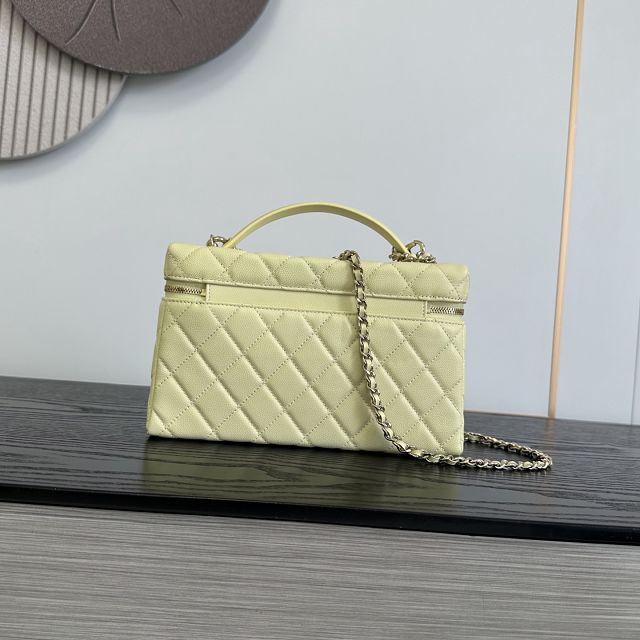 CC grained calfskin large vanity with chain AP5347 yellow