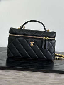 CC grained calfskin small vanity with chain AP5346 black