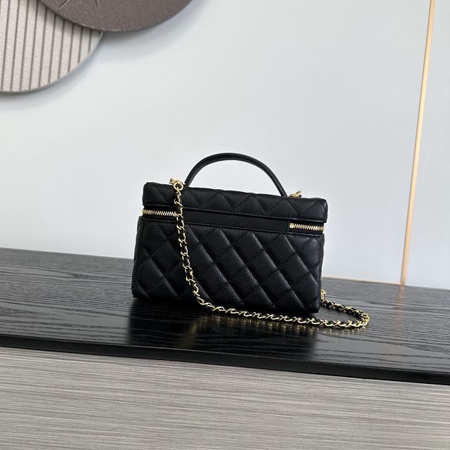 CC grained calfskin small vanity with chain AP5346 black