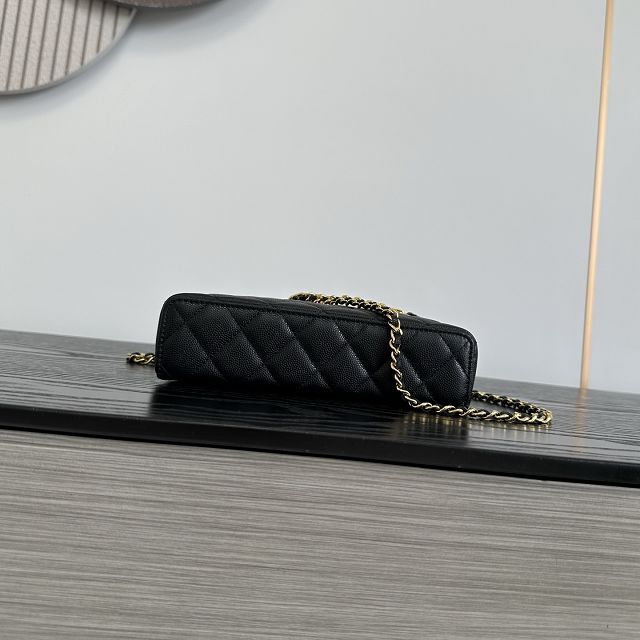 CC grained calfskin small vanity with chain AP5346 black