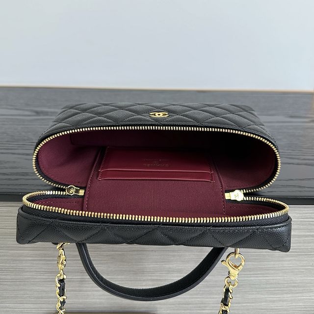 CC grained calfskin small vanity with chain AP5346 black