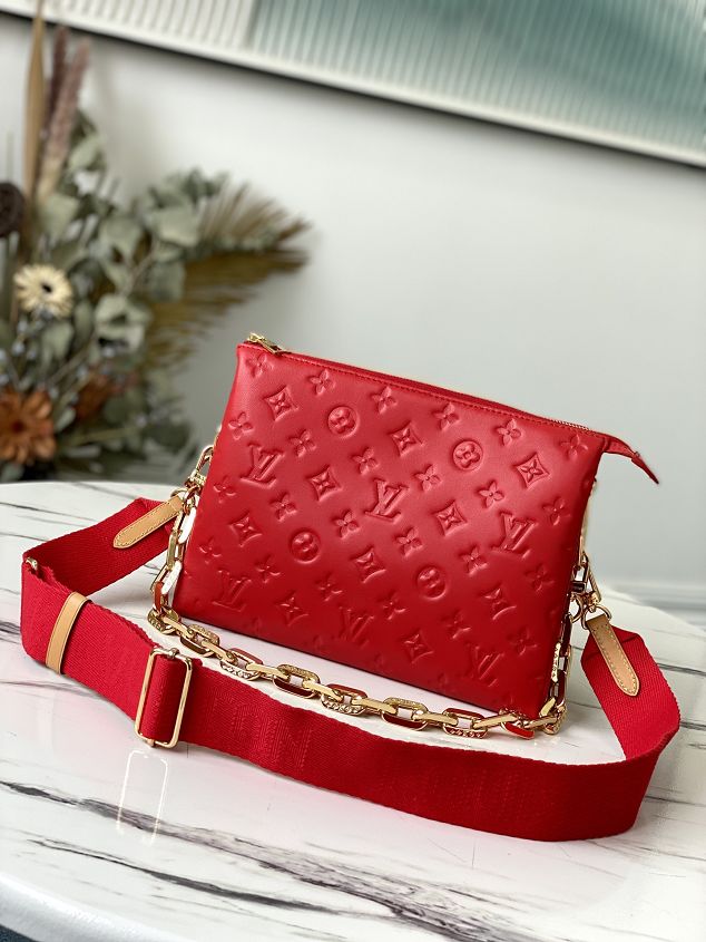 2021 Louis vuitton original lambskin coussin pm bag M57792 red