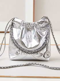 2024 CC original aged calfskin 22 mini handbag AS3980 silver