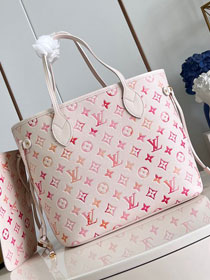 Louis vuitton original calfskin neverfull mm M47080 white&pink