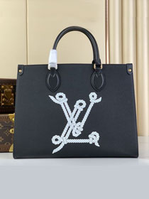 Louis vuitton original calfskin onthego mm M24834 navy blue