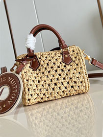 Louis vuitton original raffia nano speedy handbag M83525 natural