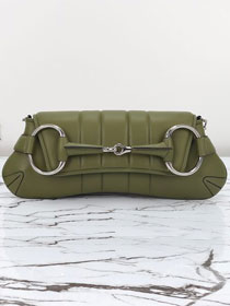 GG original calfskin horsebit chain medium shoulder bag 764255 green