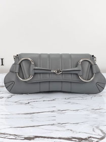 GG original calfskin horsebit chain medium shoulder bag 764255 grey