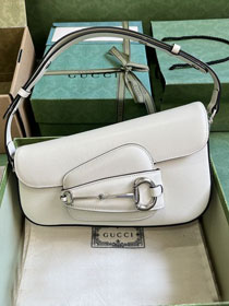 GG original calfskin horsebit 1955 small shoulder bag 764155 white