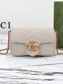 GG original calfskin marmont super mini bag 476433 light grey