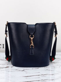 GG original calfskin medium bucket shoulder bag 782904 dark blue