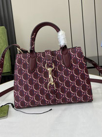 GG original calfskin small tote bag 795349 wine