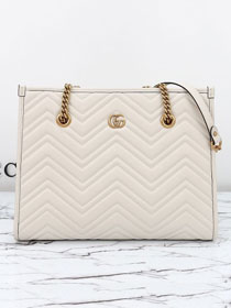 GG original calfskin marmont medium tote bag 779724 white