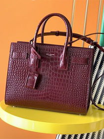 YSL original crocodile calfskin medium sac de jour bag 421863 bordeaux