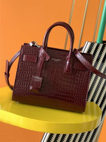 YSL original crocodile calfskin small sac de jour bag 392035 bordeaux