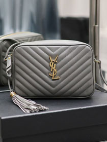 YSL original calfskin lou camera bag 520534 grey