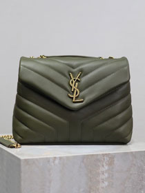 YSL original  calfskin loulou small bag 494699 dark green