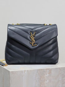 YSL original  calfskin loulou small bag 494699 navy blue