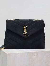 YSL original suede calfskin loulou small bag 494699 black