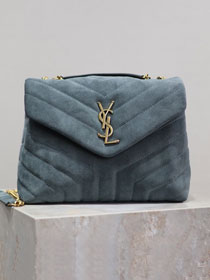 YSL original suede calfskin loulou small bag 494699 blue