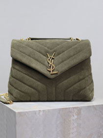 YSL original suede calfskin loulou small bag 494699 green