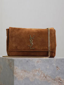 YSL original suede calfskin reversible small kate bag 737128 brown