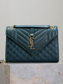 YSL original grained calfskin medium envelope chain bag 487206 blue