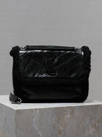 YSL original shearling niki baby bag 633151 black