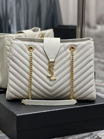 YSL original grained calfskin shopping bag 668900 white