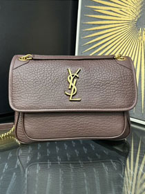 YSL original calfskin medium niki bag 633158 dark coffee