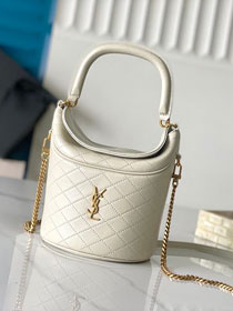 YSL original lambskin gaby mini bucket bag 763961 white