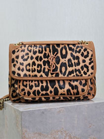 YSL original leopard feathers medium niki bag 633158 brown